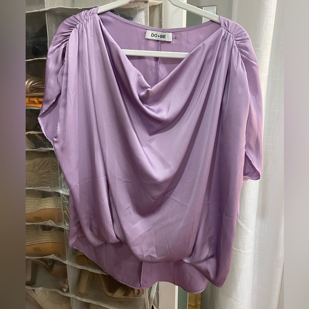 Lavender DO+BE Oversized Flowing Satin Tee